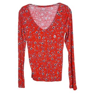 NEW Aeropostale Womens Seriously Soft Perfect V Long Sleeve Top Sz Medium Floral